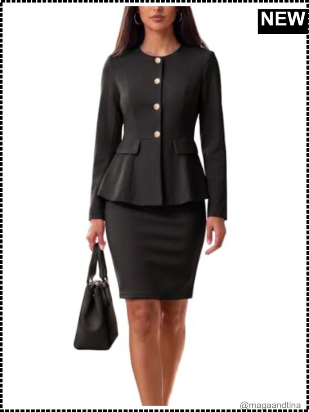 Women's 2 Piece Skirt Set Blazer Pencil Skirt Business Casual Work Suit